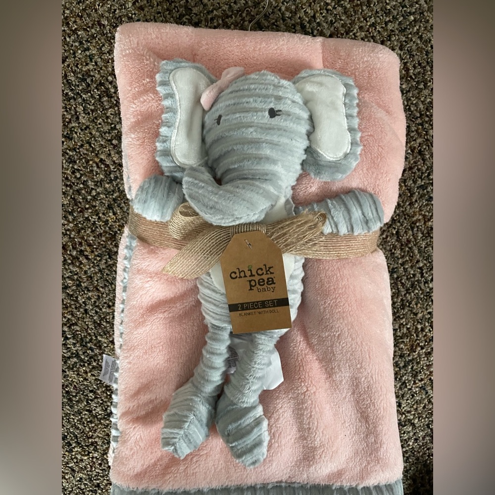 Baby blanket and plush elephant